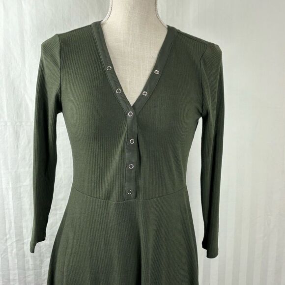 Forever 21 Green Ribbed A Line Mini Dress Size Medium - Picture 4 of 10
